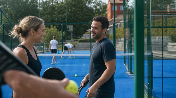 Padel-Moment als Ausschnitt eines Teamtags