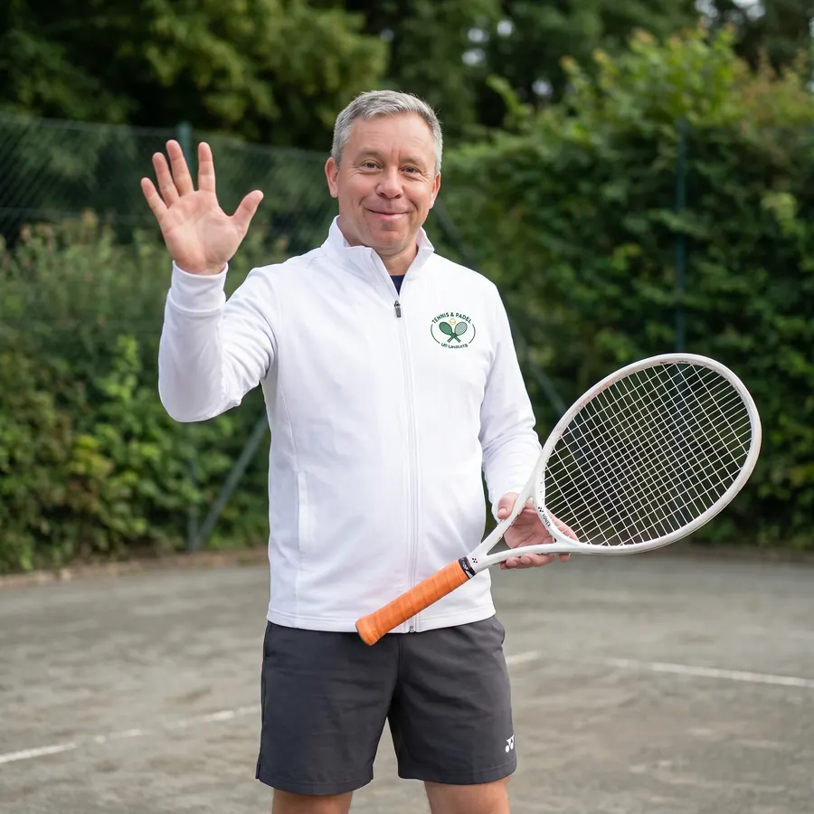 Ulf Lindberg mit Tennisschläger auf der Anlage in Wandlitz